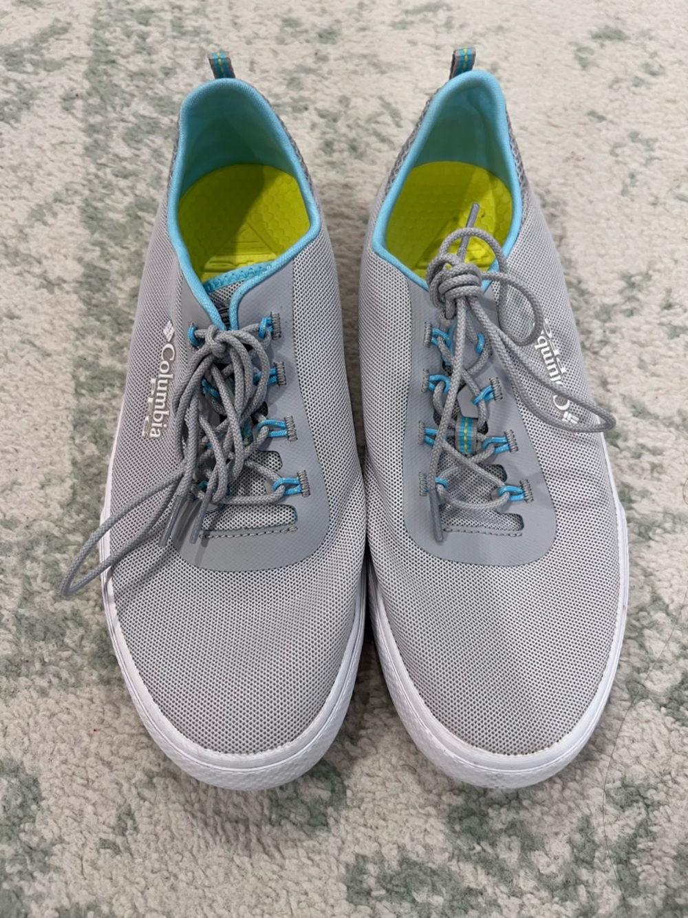 Columbia Women's Light Gray Sneakers with Teal and Lime Accents